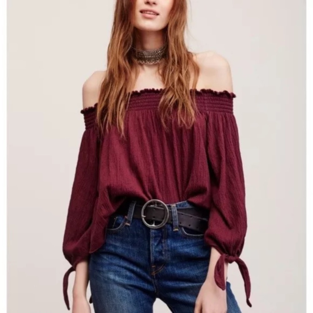 Free People Off The Shoulder Lexington Crop Top S